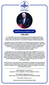 Unilab announces passing of its first president Amb. Howard Q. Dee