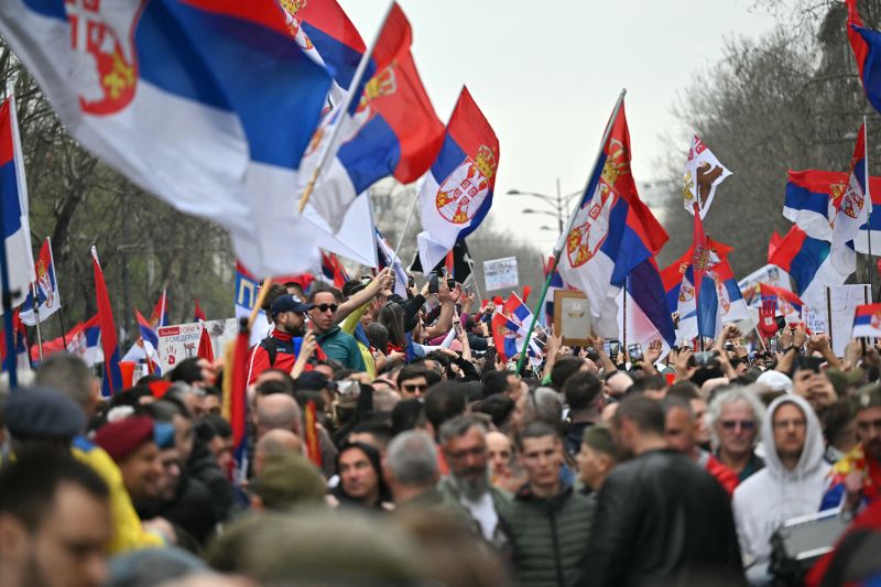 Tens of thousands rally in massive anti-corruption protest against Serbian government