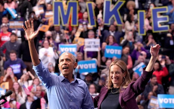 Obama’s presence and Trump’s policies consume 11th hour rally to keep NJ blue